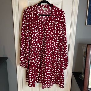 Umgee Red and White Long Sleeve Dress